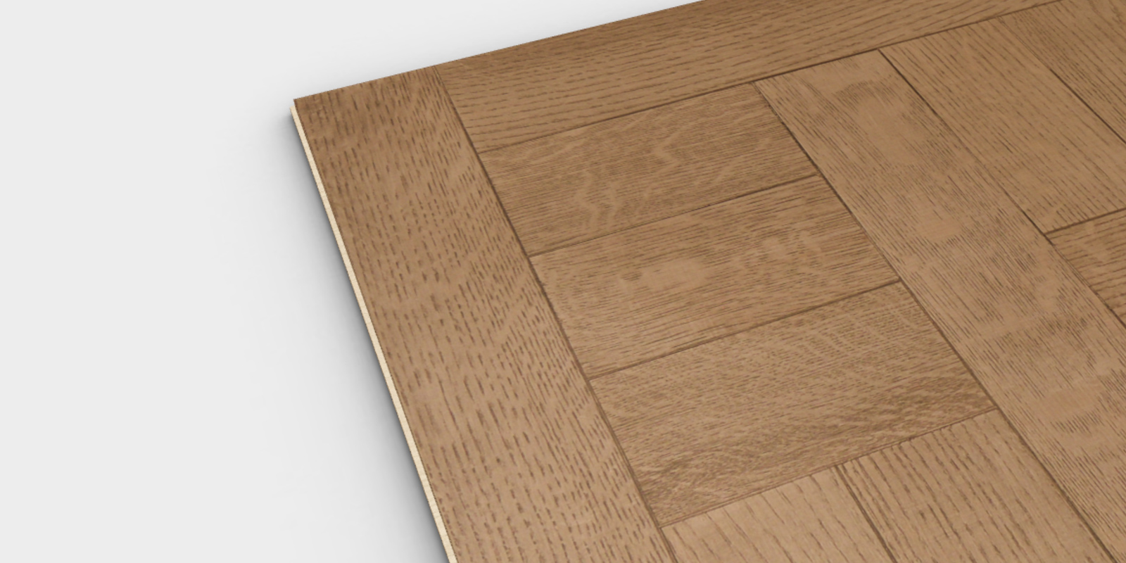 Détail du parquet en dalles de parquet Balbi en chêne clair au motif géométrique